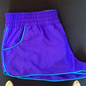 Juniors purple and blue running shorts, size large (11-15)